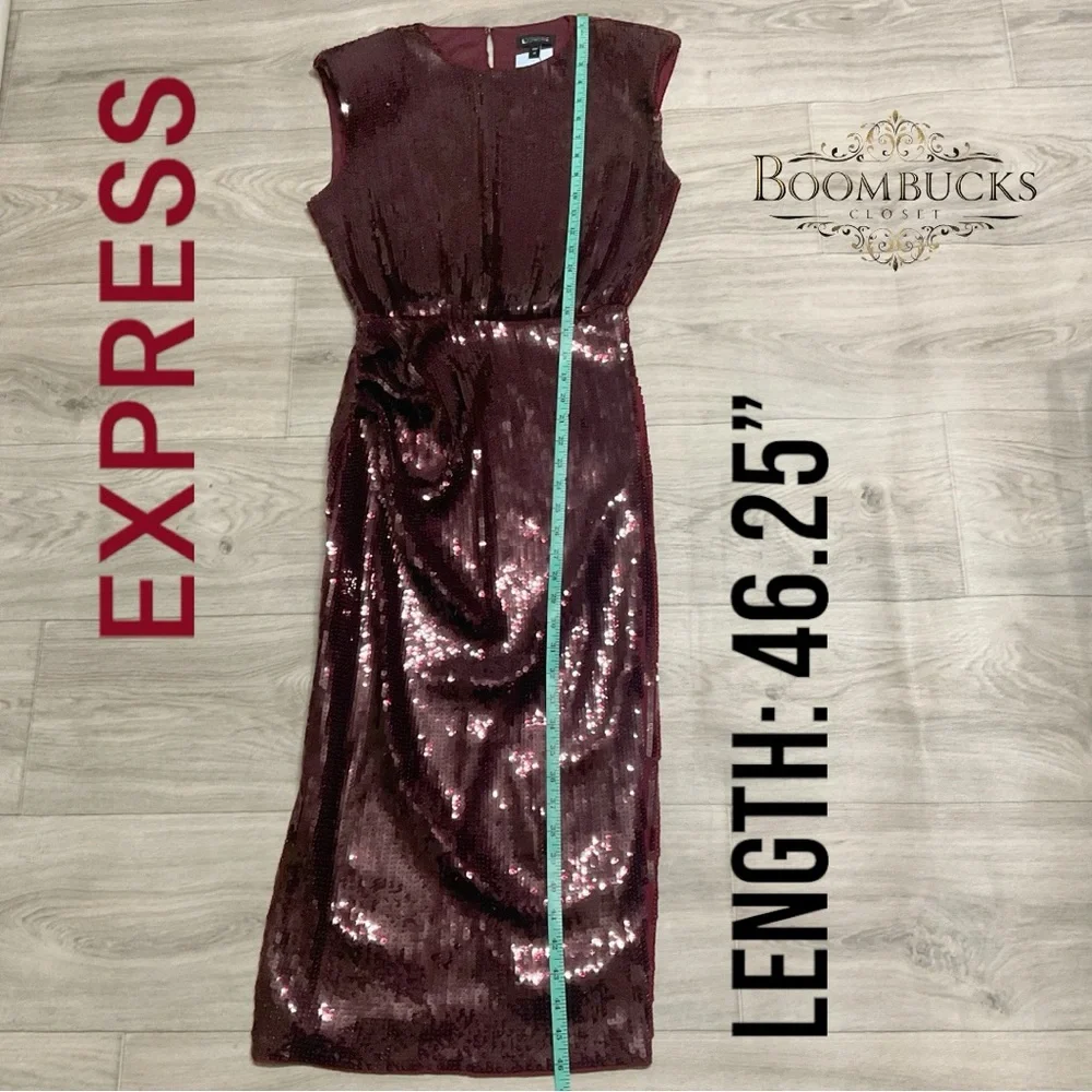 Express Burgundy Sequin Dress NWT - Picture 14 of 16
